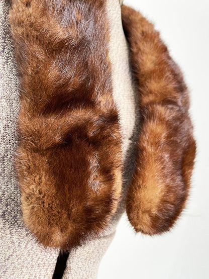 vintage 50s mink fur stole clip on collar - good market thrift store