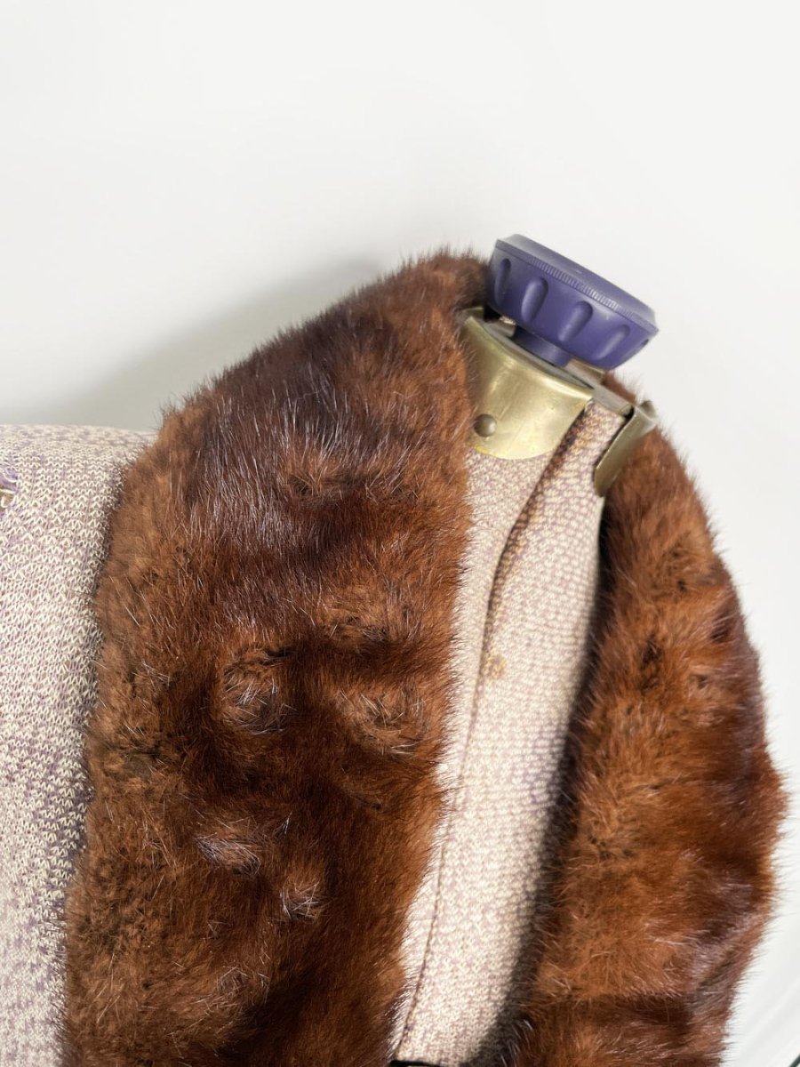 vintage 50s mink fur stole clip on collar - good market thrift store