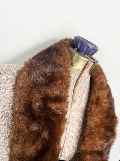 vintage 50s mink fur stole clip on collar - good market thrift store