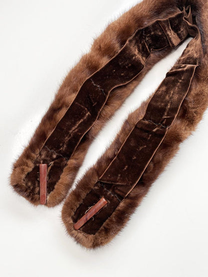 vintage 50s mink fur stole clip on collar - good market thrift store
