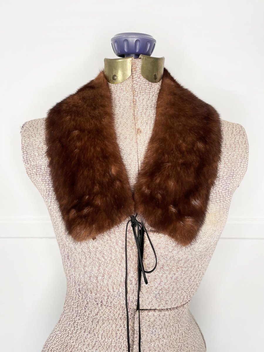 vintage 50s mink fur tie collar - good market thrift store
