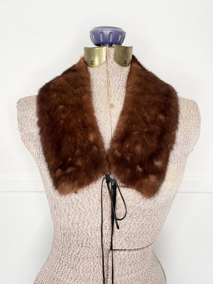 vintage 50s mink fur tie collar - good market thrift store