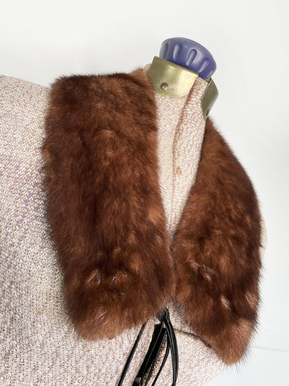 vintage 50s mink fur tie collar - good market thrift store