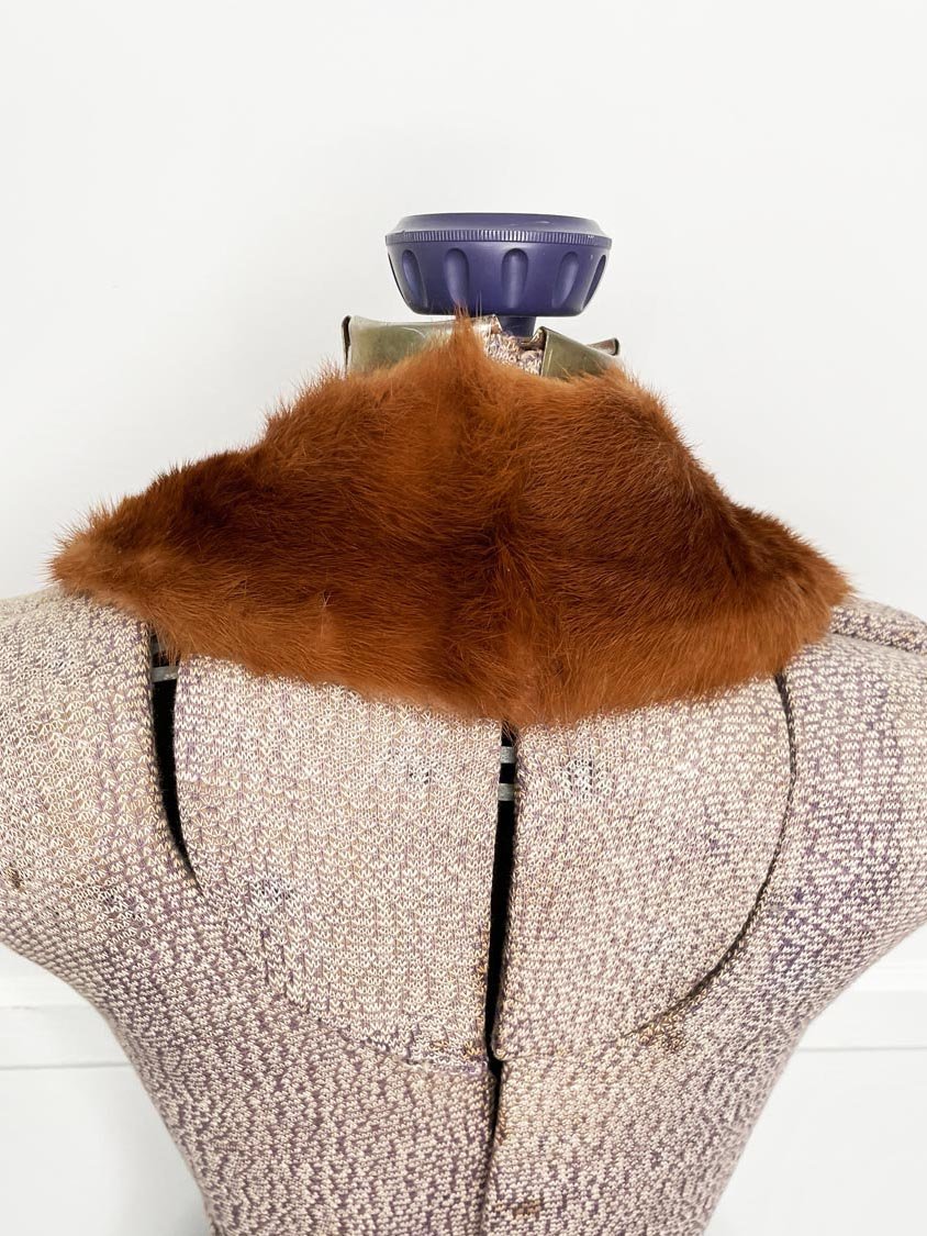 vintage 50s mink fur tie collar - good market thrift store