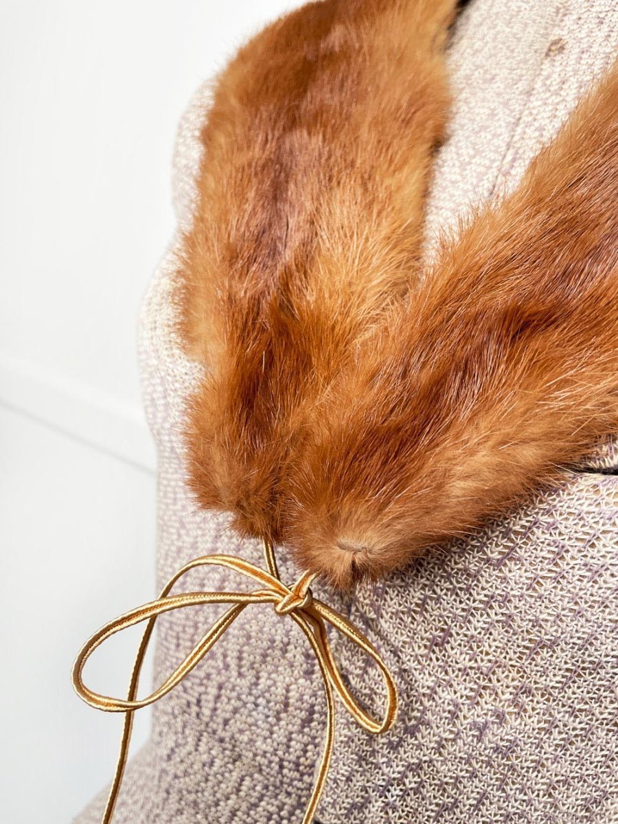 vintage 50s mink fur tie collar - good market thrift store