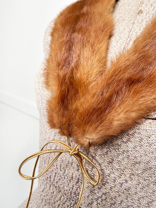 vintage 50s mink fur tie collar - good market thrift store