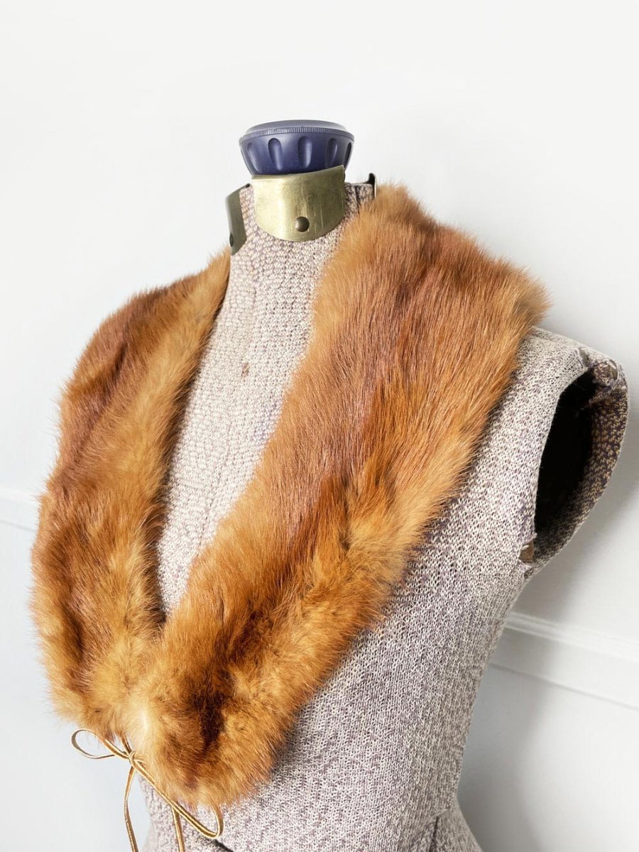 vintage 50s mink fur tie collar - good market thrift store