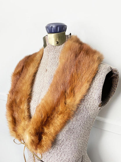 vintage 50s mink fur tie collar - good market thrift store