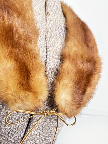 vintage 50s mink fur tie collar - good market thrift store