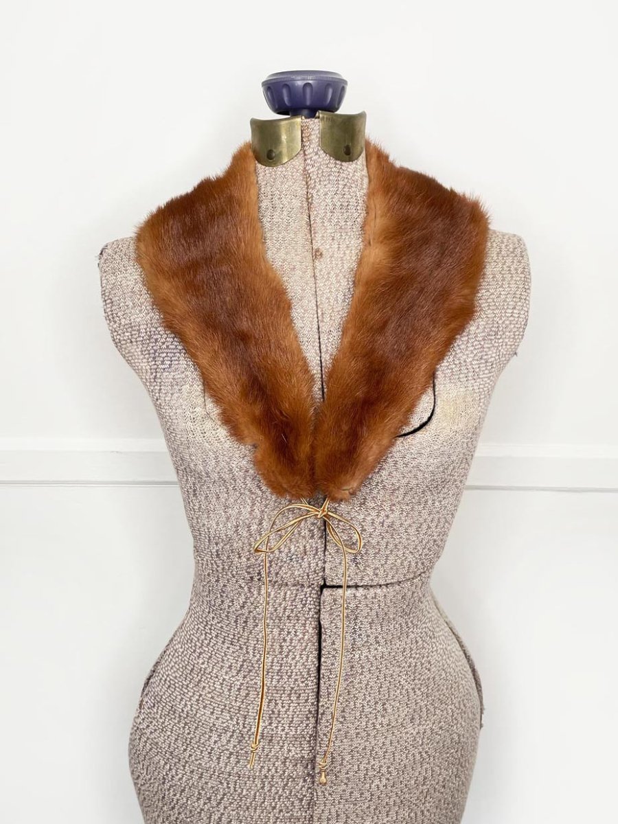 vintage 50s mink fur tie collar - good market thrift store