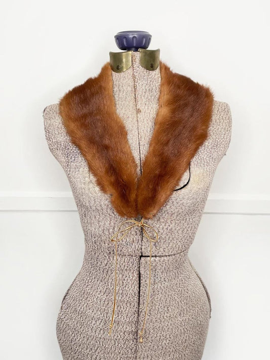 vintage 50s mink fur tie collar - good market thrift store