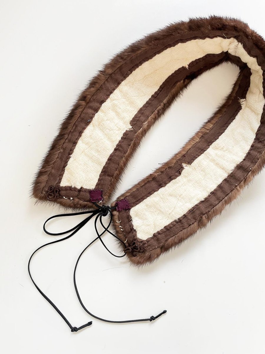 vintage 50s mink fur tie collar - good market thrift store