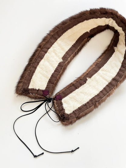 vintage 50s mink fur tie collar - good market thrift store