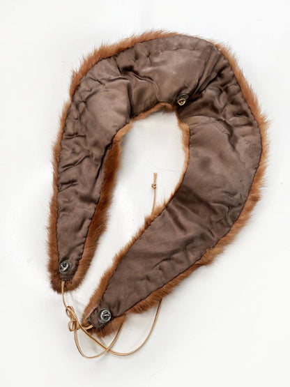 vintage 50s mink fur tie collar - good market thrift store