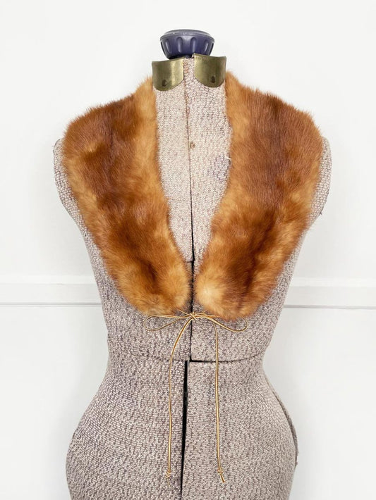 vintage 50s mink fur tie collar - good market thrift store
