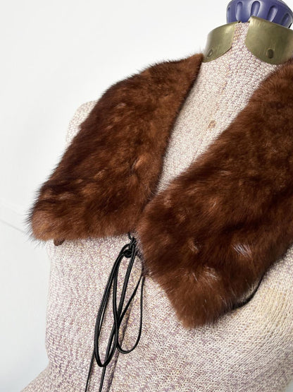 vintage 50s mink fur tie collar - good market thrift store