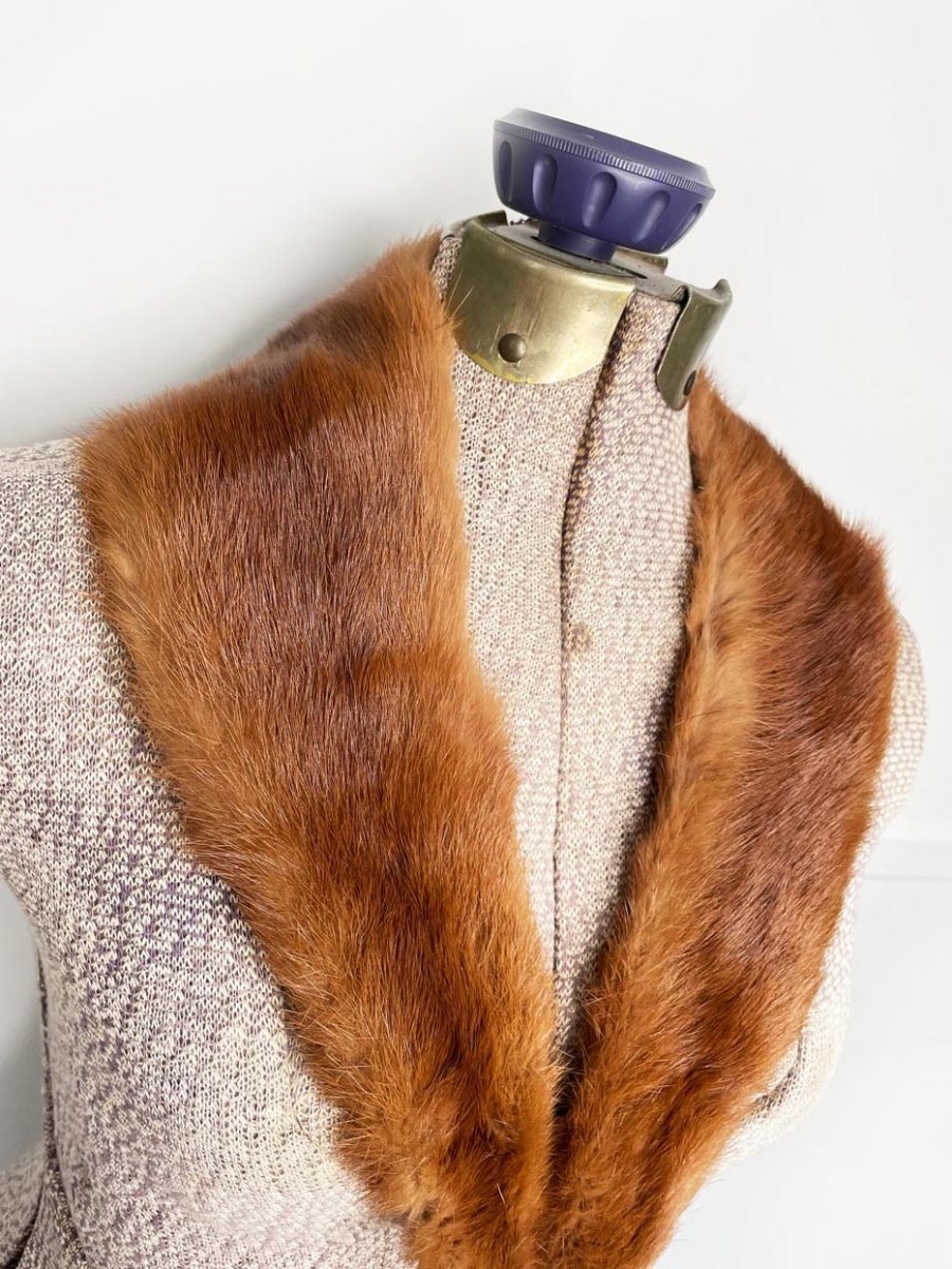 vintage 50s mink fur tie collar - good market thrift store