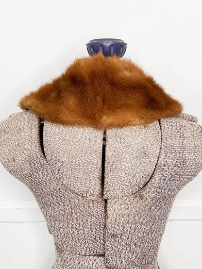 vintage 50s mink fur tie collar - good market thrift store