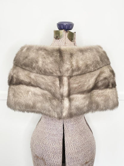 vintage 50s mink shawl wrap collar - good market thrift store