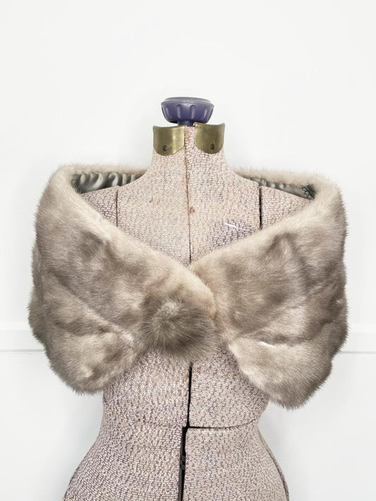 vintage 50s mink shawl wrap collar - good market thrift store