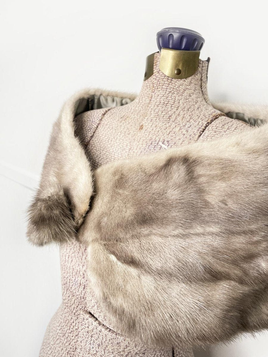 vintage 50s mink shawl wrap collar - good market thrift store
