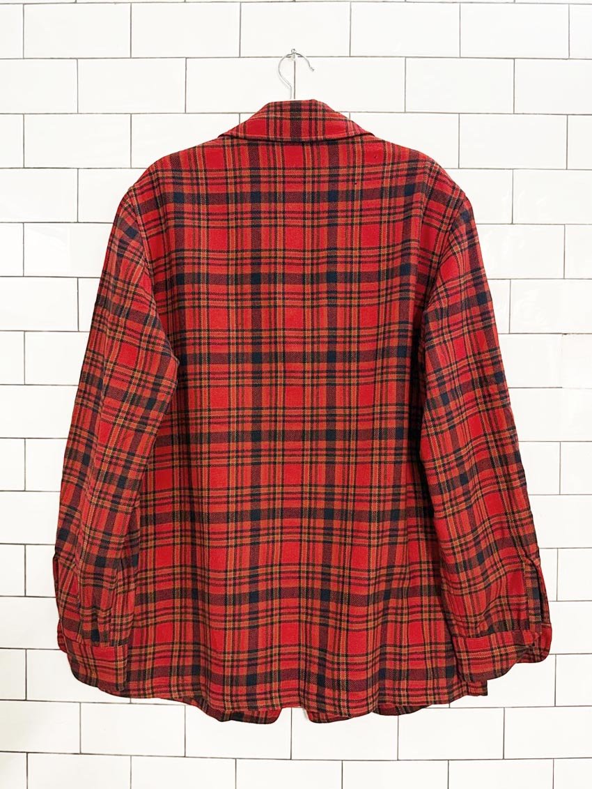 vintage 50s pendleton 100% wool tartan plaid button shirt jacket - good market thrift store