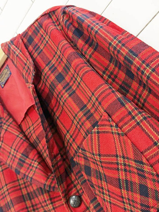 vintage 50s pendleton 100% wool tartan plaid button shirt jacket - good market thrift store