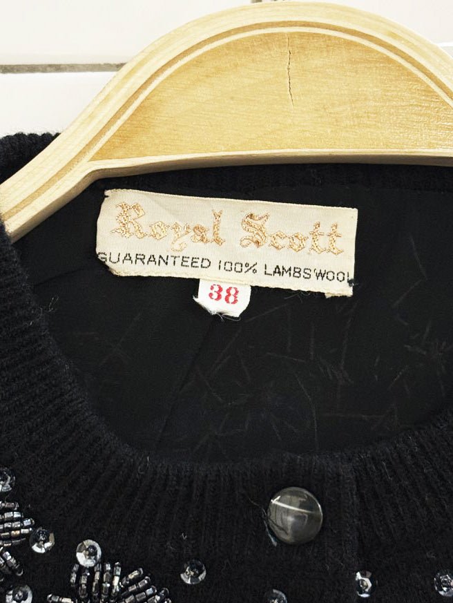 vintage 50s royal scott 100% lambswool beaded cardigan - good market thrift store