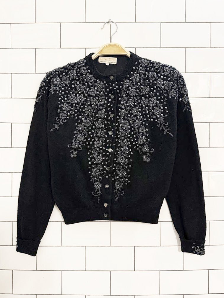 vintage 50s royal scott 100% lambswool beaded cardigan - good market thrift store