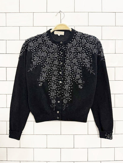 vintage 50s royal scott 100% lambswool beaded cardigan - good market thrift store