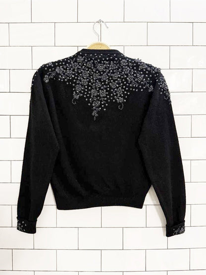 vintage 50s royal scott 100% lambswool beaded cardigan - good market thrift store