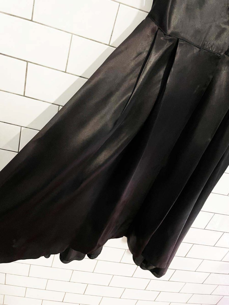 vintage 50s satin pleated shirt a - line midi dress - good market thrift store