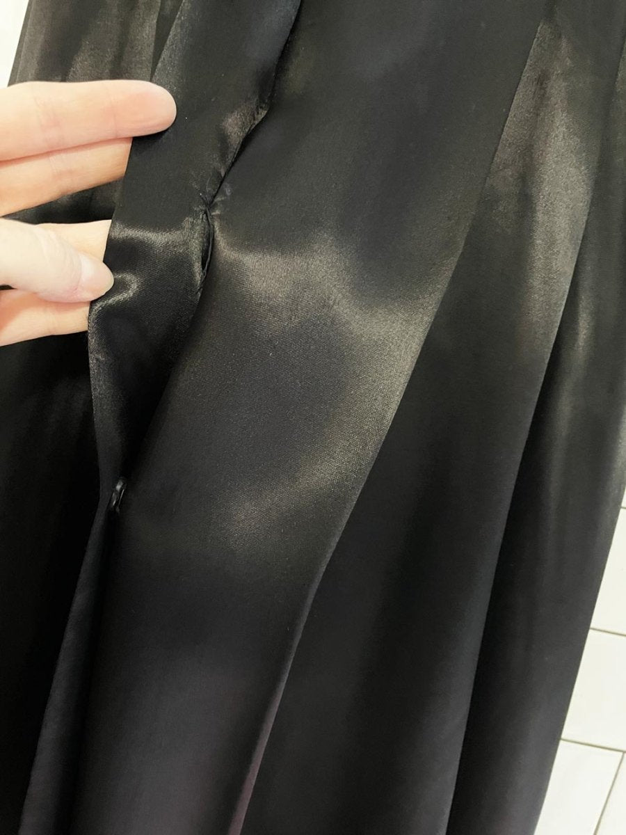 vintage 50s satin pleated shirt a - line midi dress - good market thrift store
