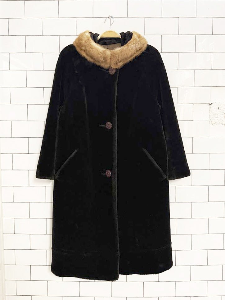 vintage 50s sealura mink collar teddy coat | irving posluns - good market thrift store