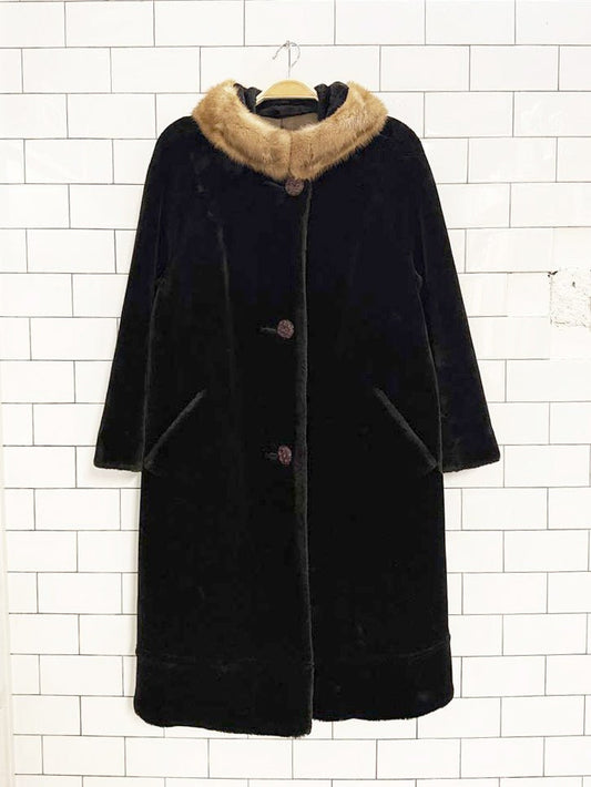 vintage 50s sealura mink collar teddy coat | irving posluns - good market thrift store