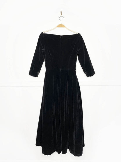 vintage 50s style sweetheart neckline pleated full midi dress | pin up - good market thrift store