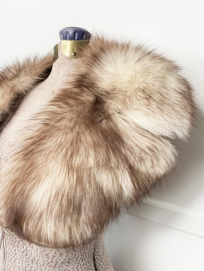 vintage 60s blue fox notch lapel stole collar - good market thrift store