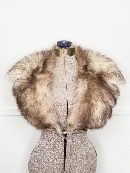 vintage 60s blue fox notch lapel stole collar - good market thrift store