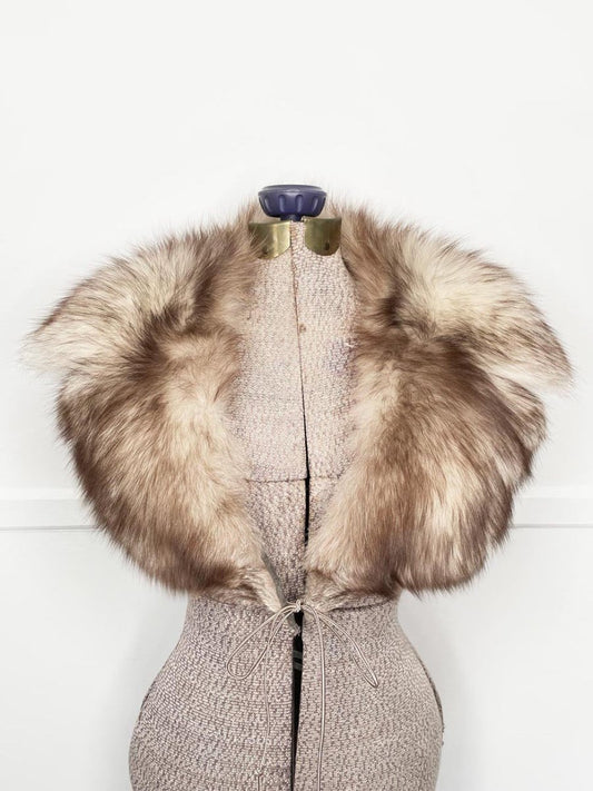 vintage 60s blue fox notch lapel stole collar - good market thrift store