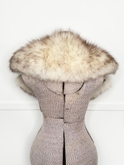 vintage 60s blue fox notch lapel stole collar - good market thrift store