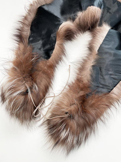 vintage 60s brown fox fur stole tie collar - good market thrift store