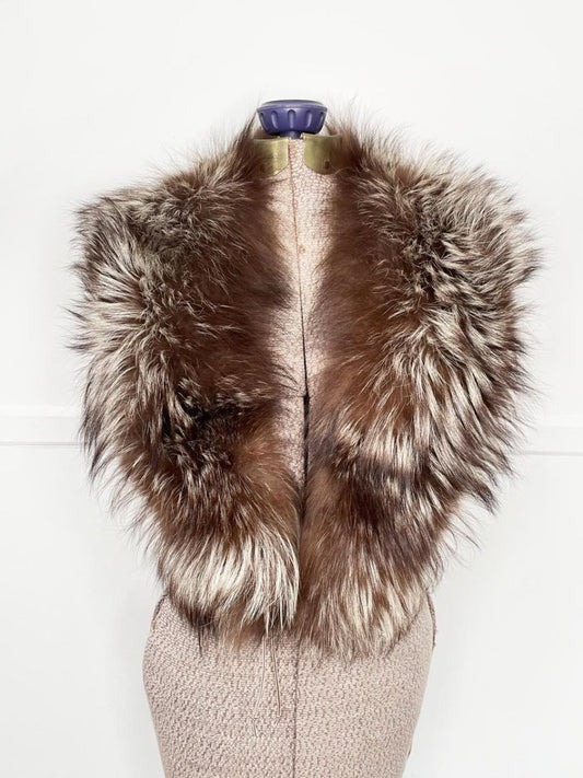 vintage 60s brown fox fur stole tie collar - good market thrift store