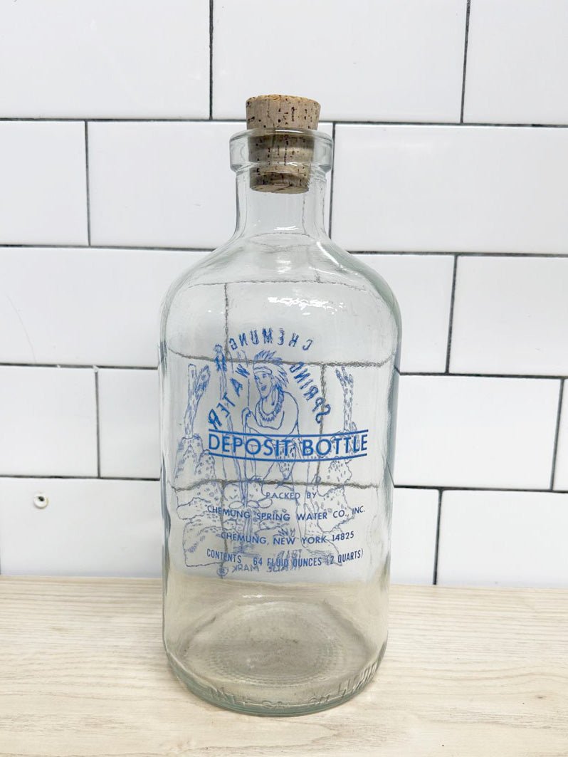 vintage 60s chemung new york spring water glass bottle - good market thrift store