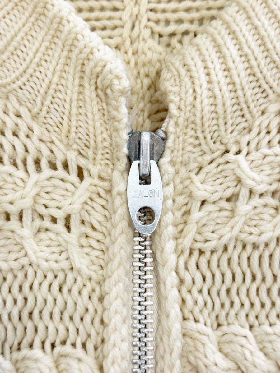 vintage 60s chunky cable knit boucle knit cardigan jacket | talon zipper - good market thrift store