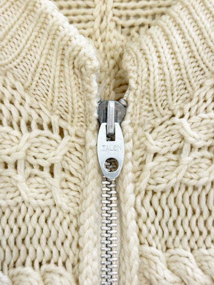 vintage 60s chunky cable knit boucle knit cardigan jacket | talon zipper - good market thrift store