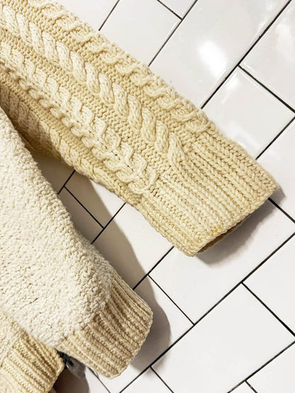 vintage 60s chunky cable knit boucle knit cardigan jacket | talon zipper - good market thrift store