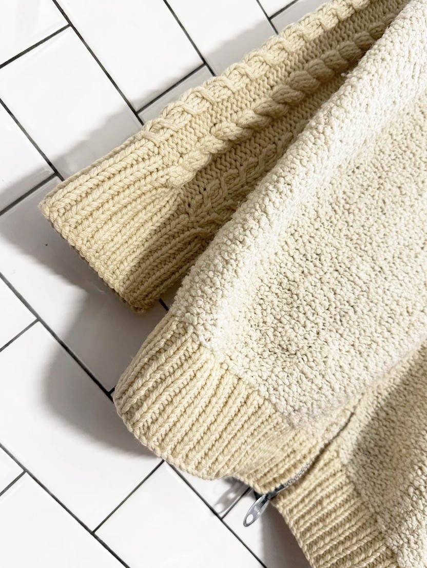 vintage 60s chunky cable knit boucle knit cardigan jacket | talon zipper - good market thrift store