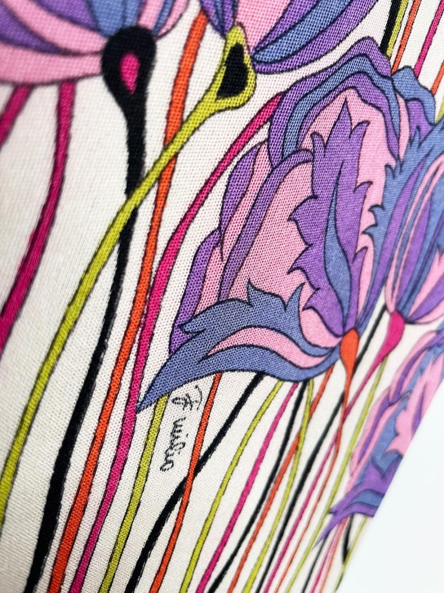 vintage 60s emilio pucci silk knit floral sleeveless blouse - good market thrift store