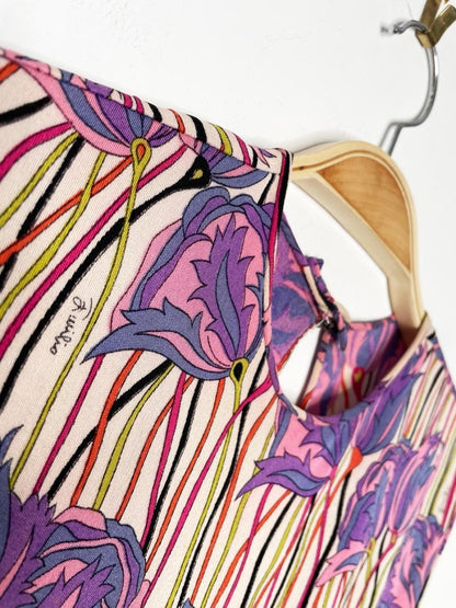 vintage 60s emilio pucci silk knit floral sleeveless blouse - good market thrift store