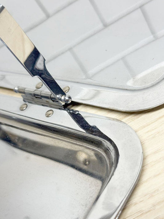 vintage 60s foldable chromium plated tray | made in Canada - good market thrift store